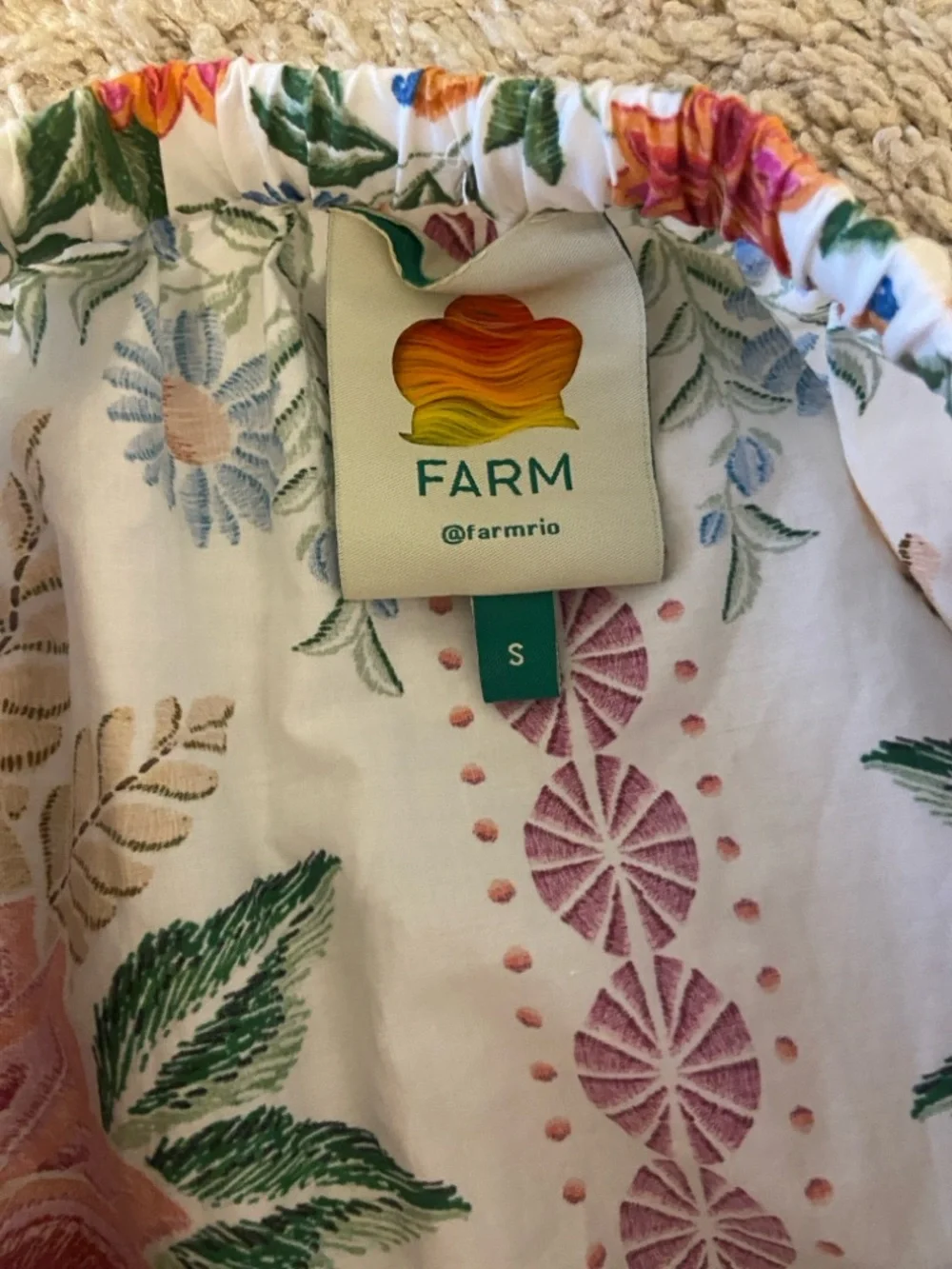 FARM Rio Cream Maxi Skirt with Red, Orange and Green Floral Print - Picture 6 of 8